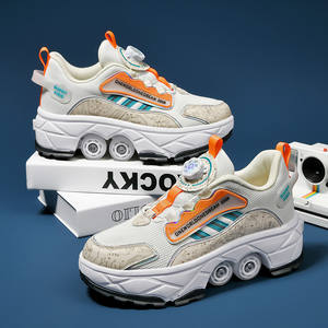 Sopat Kids Skateboarding <b>Shoes</b> Print Round Toe Mesh Lining <b>Cushioned</b> Two Wheels Size 30-43 BZX11 - Product Image 1