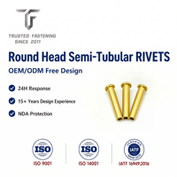 Rivets semi-tubulaires à tête ronde en aluminium TianFang pour la production d'ensembles de dissipateurs de chaleur, finition anodisée, approvisionnement stable par lots