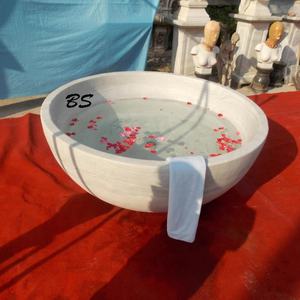 Baignoire ovale en <span class=keywords><strong>marbre</strong></span> blanc naturel de style <span class=keywords><strong>japonais</strong></span>, baignoire profonde - Product Image 5