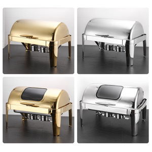 Stainless Steel Buffet Stove Double Compartment Flip Top Lid Hotel Restaurant <b>Warming</b> <b>Tray</b> - Product Image 5