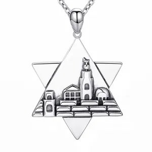 925 sterling silver jerusalem charm the star of david and the dave pagoda pendant necklace with oxidation the wall jewelry gift