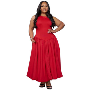 N8069 <span class=keywords><strong>abbigliamento</strong></span> da donna Plus-size in Europa nuovi abiti lunghi in tinta unita neri africani - Product Image 5