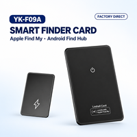 Carte de localisation intelligente en gros YK-F09A compatible Apple Find My et Android Find Hub, Bluetooth, recharge sans fil, anti-perte, OEM