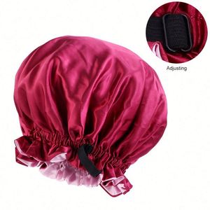 Bonnet de nuit en satin de soie double couche réglable avec logo personnalisé, bonnet de sommeil en velours à marque privée - Product Image 2