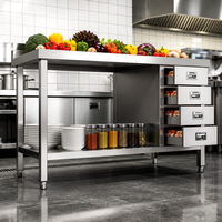 Table de travail commerciale en acier inoxydable poli pour restaurant, avec tiroirs, capacité de charge 500 kg/m, équipement de cuisine durable