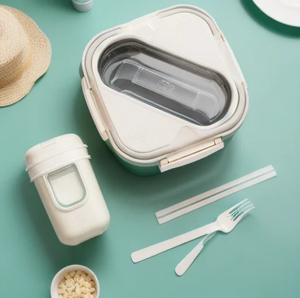 <b>Compartment</b> <b>Lunch</b> <b>Box</b> Plastic Portable Lunchbox Students Office Bento <b>Box</b> Microwave Food Containers with Chopsticks and Spoon - Product Image 1