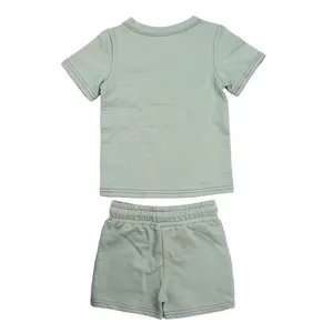 Maglietta e pantaloncini in cotone di bambù per bambini set di abbigliamento per bambini in spugna francese per bambini