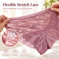 Sous-vêtements féminins légers en dentelle florale avec ourlet ondulé, ajustés et légers