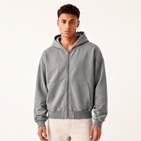 Sweat-shirt zippé en molleton de coton 360 GSM, coupe ample vintage, veste zippée intégrale pour homme, style streetwear américain, fourniture marque privée