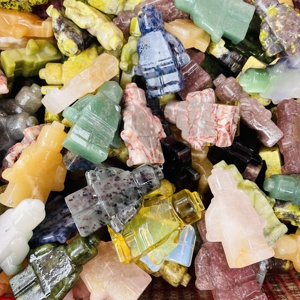 Robot <span class=keywords><strong>Lego</strong></span> en quartz sculpté à la main en pierres précieuses naturelles mélangées pour cadeaux et décoration - Vente en gros - Product Image 6