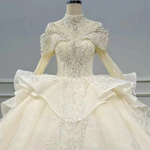 Robe de mariée de luxe à manches longues, style illusion moderne, Jancember WN048 - Product Image 1