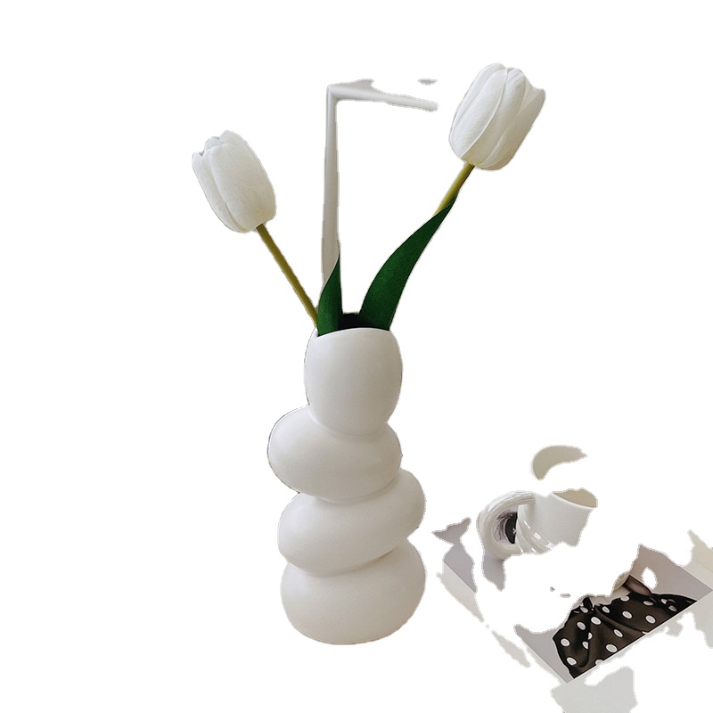 Европейская абстрактная художественная скульптура ваза в форме яйца галька цветок резьба домашнее винтажное керамическое украшение ремесла Декор для гостиной