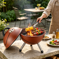 Mini barbecue d'extérieur en acier de style coréen moderne de qualité supérieure, design pliable chromé, portable, pour les fêtes de pique-nique de basket-ball, 2-3 personnes