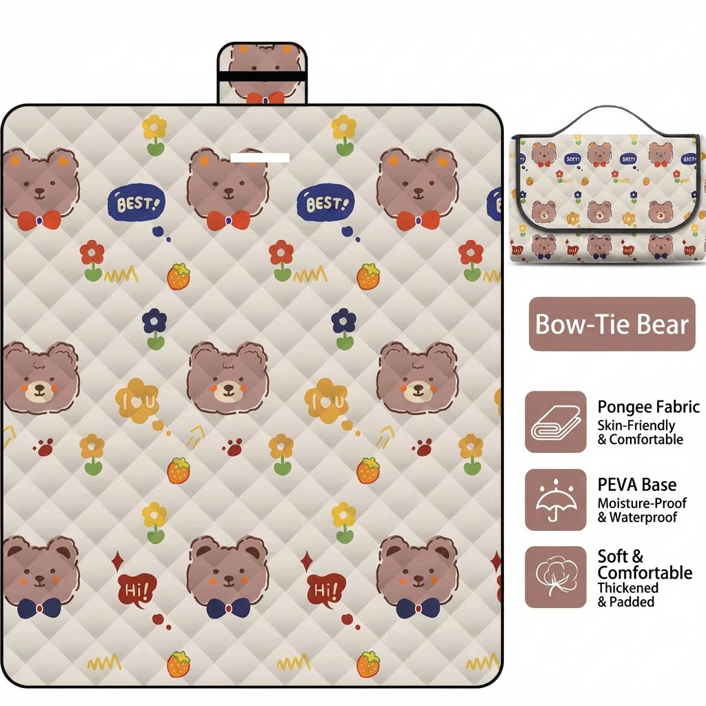 Tapis de pique-nique à ultrasons ours avec nœud papillon