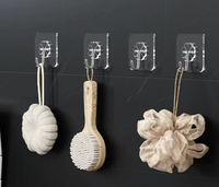 Crochet mural en plastique adhésif puissant sans perçage ni trace pour cuisine et salle de bain, crochet transparent auto-adhésif sans trace