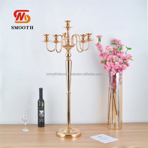 ที่วางจานโลหะสีทองแบบเรียบสไตล์ยุโรป6แขนวางตรงกลางโต๊ะสำหรับงานแต่งงานดีไซน์กระจก - Product Image 1