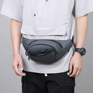 กระเป๋าคาดเอวแฟชั่นผู้ชายหลายชั้นความจุขนาดใหญ่เคลือบ PU กีฬากลางแจ้งกระเป๋าคาดหน้าอกกระเป๋าสะพายข้างสำหรับเดินทางทุกวัน - Product Image 3