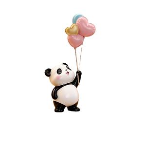Figura Decorativa Personalizada de Panda Juguetón - Adorno con Globos de Colores Pastel, Decoración de Mesa Original, Regalo Único para Amantes de los Pandas y de los Animales - Product Image 1