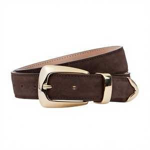 Boucle carrée en acier en cuir de vache véritable, largeur 3,8 cm, pour hommes, écologique, durable, couleur marron, longueur personnalisée, impression de logo fantaisie - Product Image 3
