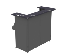 Comptoir de bar pliable en fer noir, station de cocktails d'extérieur pour en-cas, bonbons et chips avec logo