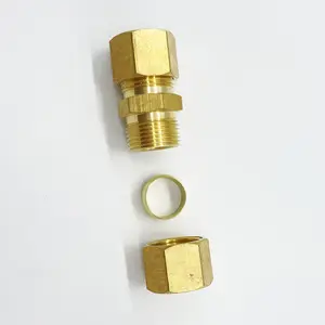 中国圧縮管ユニオン真鍮等価カップリング1/4 "OD x 1/4 OD" Pexパイプ継手