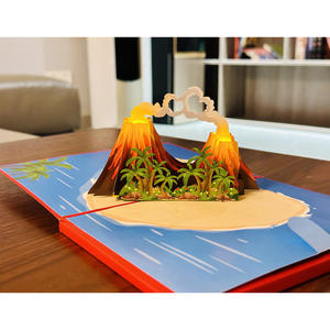 <span class=keywords><strong>Carte</strong></span> de voeux pop-up 3D pour enfants, anniversaire surprise, dessin animé, volcan fantastique, lumières LED, matériel de Noël en papier, en stock - Product Image 3