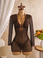 NOUVEAU STOCK – Maillot de bain 3 pièces pour femme, 4 couleurs, avec détails à nouer, bikini brésilien et robe transparente, ensemble cache-maillot transparent S-L