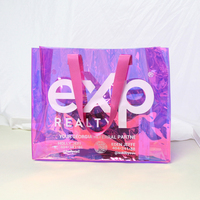 Sac de plage personnalisé 2024, sac de shopping en PVC en gros, sacs fourre-tout transparents holographiques de luxe imperméables avec logo, sacs à main cosmétiques pour femmes