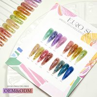 CaiXuan Euro ST Gel de construction floral printanier avec fleurs séchées naturelles et paillettes, Gel dur UV pour extension et sculpture d'ongles