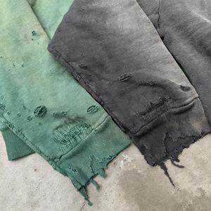 Sweat à capuche zippé oversize en coton 500 g/m² imprimé streetwear délavé à l'acide, style gaufré, personnalisé, épais, pour homme, décontracté - Product Image 3