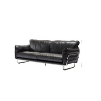 Canapé en cuir style Bauhaus, pieds en métal modernes, canapé italien minimaliste de luxe en tissu et cuir pour salon