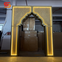 SMOOTH Latar Belakang Panggung PVC Kustom Baru Putih dengan Set Latar Belakang Pernikahan Lengkungan Maroko dan Pencahayaan LED