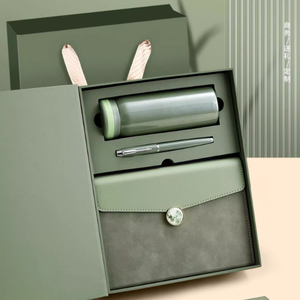 Caja de regalo para regalos corporativos logotipo personalizado B5 Cuaderno Rojo de cuero PU con bolígrafo y botella de agua juego de regalo + marcador - Product Image 4