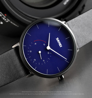 Montre Homme Minimaliste de Luxe Personnalisée 40mm avec Petite Seconde, Verre Antique, Style Business, Dessin Animé, Simple, Étanche 3ATM, Bracelet en Cuir