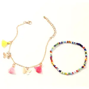 Braccialetti di fascino della nappa della farfalla della caviglia delle perle di semi di vetro fatti a mano di modo per i gioielli delle cavigliere delle donne fornitore della cina del produttore - Product Image 1