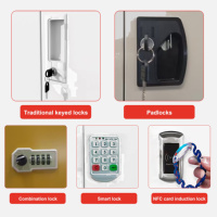 Armoire métallique à 2 portes avec coffre-fort intégré, penderie métallique verrouillable, démontable pour la maison ou le bureau