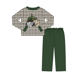 Précommande – Nouveaux ensembles décontractés d'automne pour bébés garçons : chemises à manches longues à carreaux et camouflage, pantalons, pyjamas de boutique - Product Image 5