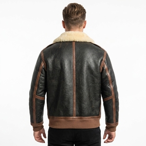 Nouvelle veste <span class=keywords><strong>de</strong></span> <span class=keywords><strong>pilote</strong></span> américaine en cuir épais avec fourrure <span class=keywords><strong>de</strong></span> mouton, style classique rétro, veste bomber d'hiver pour hommes, fabrication OEM - Product Image 2