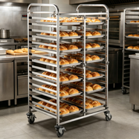 Chariot de refroidissement en acier inoxydable à 15 niveaux pour 30 plaques de cuisson, avec rail en L détachable, idéal pour cuisines d'hôtel