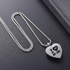 Joyería de cremación, <span class=keywords><strong>amo</strong></span> a <span class=keywords><strong>mi</strong></span> perro, mascota, urna, collar, colgante tallado en forma de corazón, cadena de serpiente, adecuado tanto para hombres como para mujeres - Product Image 4