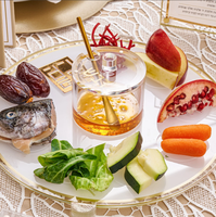 Judaica Juif Rosh Hashanah Cadeau Amovible Miel Plat Or Acrylique Lucite Simanim Assiette