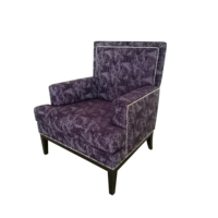 Klassischer Vintage-Sessel für Hotelgästezimmer, Wohnzimmermöbel, Lila Stoff-Akzentsessel für Wohnbereiche