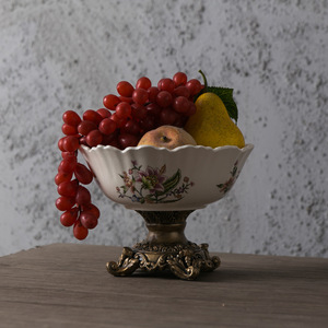 Bol à fruits vintage en céramique avec socle en résine et glaçure craquelée pour dropshipping Shopify – Décoration d'intérieur - Product Image 2