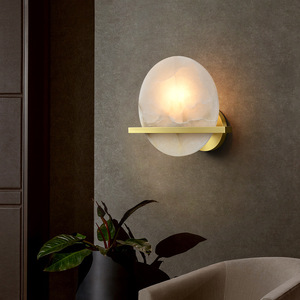 Project Design Alabaster Wall <b>Lamp</b> Modern Simple Brass Marble LED Copper Mounted <b>Lamp</b> Living Room <b>Lamp</b> Indoor Light <b>Decor</b> - Product Image 4