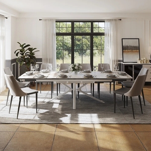 Fournisseur de meubles de salle à manger, <span class=keywords><strong>table</strong></span> à manger <span class=keywords><strong>extensible</strong></span> pliante solide, Tavolo Da Pranzo Allungabile, beige effet marbre - Product Image 2