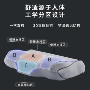 Saien Memory Foam Pillow Wedge Shape <b>Light</b> Gray Cervical Support <b>Sleep</b> Pillow for Adults - Product Image 5