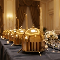 Neuer Goldener Edelstahl Alkoholbetriebener Chafing Dish Buffet-Speisenwärmer Set 8L Fassungsvermögen Modernes Design für Catering und Restaurants