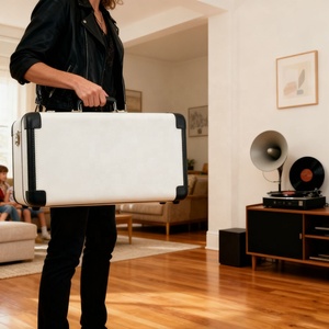 Thiết kế độc đáo xử lý xách tay gramophone ghi Vali cổ BT Turntable trường hợp vinyl ghi Player Box cho Giáng sinh - Product Image 6