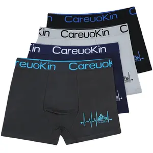 Cuecas boxer personalizadas, tamanhos grandes, toque suave, respirável, roupa íntima para homens, careuokin a5739