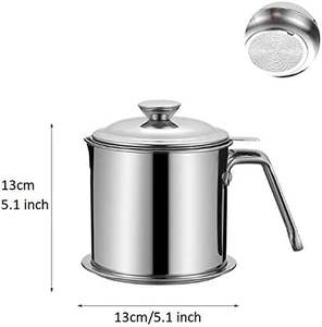 Filtro de aceite de acero inoxidable de 1,3 L y filtro de aceite, filtro de mantequilla de tocino y base, taza de filtro de aceite de acero inoxidable Curry Bacon - Product Image 5